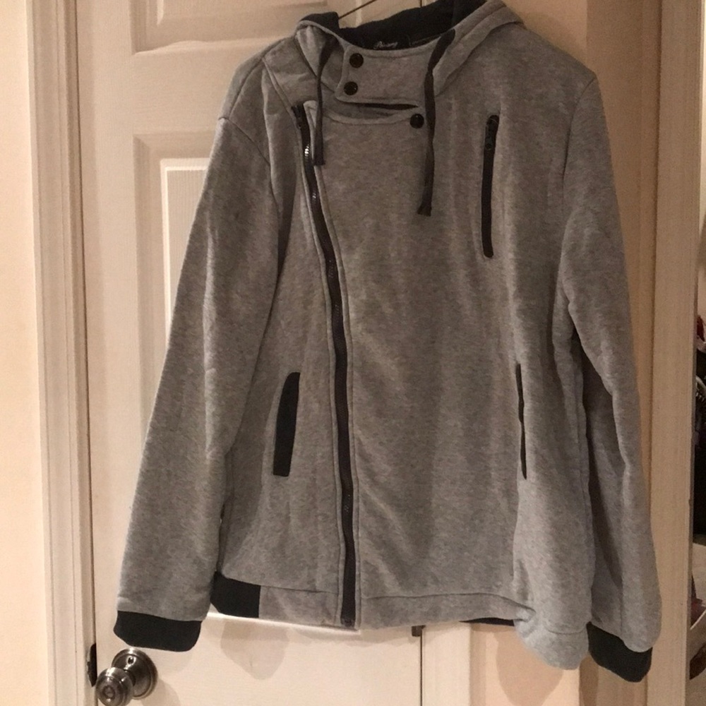 Women’s Grey and Black Zip Up Hoodie